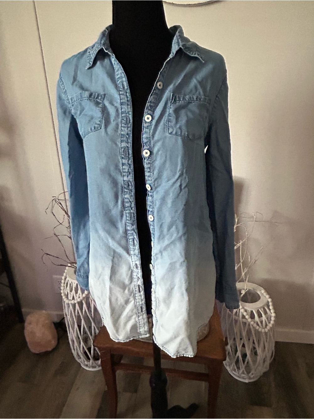 Justice Light Blue Ombre Denim Shirt Jacket
